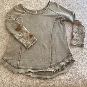 Free People embellished sleeves top